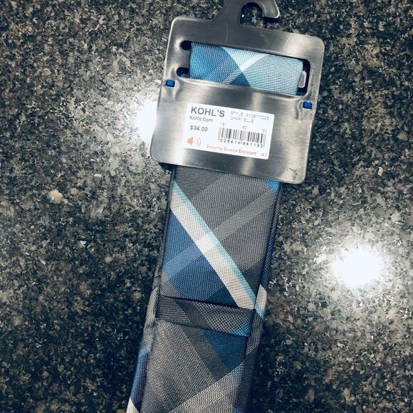 Blue Gray Plaid Apt. 9 Men’s Dress Neck Tie - Picture 2 of 3